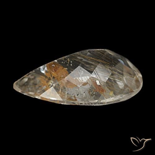 Rutile Topaz Gemstone in 11.7 x 7.3 mm Size for Sale, Rutile Topaz Stone in Clear and Gold-Bronze Color