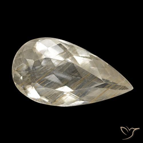 3.48 ct Yellow Rutile Topaz Stone, Natural Rutile Topaz in Pear Facet Shape for Sale