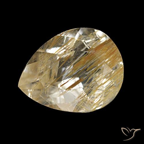 2.18 ct Yellow Rutile Topaz Gemstone, Rutile Topaz Gem in Pear Facet Shape for Sale.