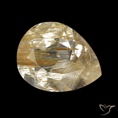 2.18 ct Yellow Rutile Topaz Stone, Natural Rutile Topaz in Pear Facet Shape for Sale
