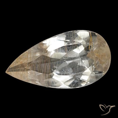 3.33 ct Yellow Rutile Topaz Gemstone, Rutile Topaz Gem in Pear Facet Shape for Sale.