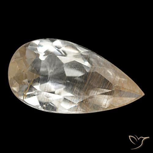 3.33 ct Yellow Rutile Topaz Stone, Natural Rutile Topaz in Pear Facet Shape for Sale