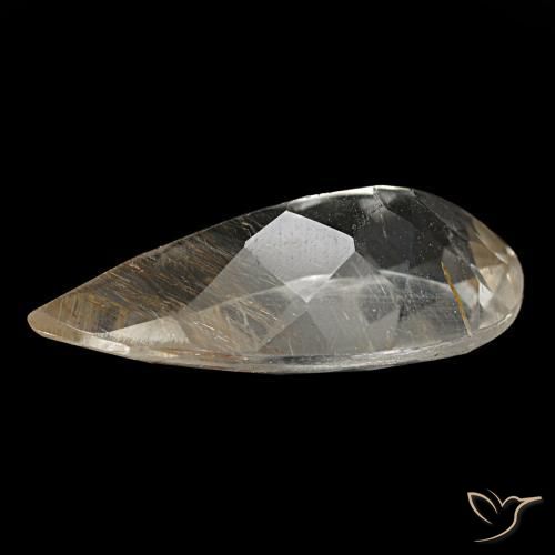 Rutile Topaz Gemstone in 13.9 x 7.3 mm Size for Sale, Rutile Topaz Stone in Clear and Gold-Bronze Color