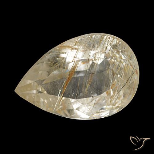 2.28 ct Yellow Rutile Topaz Gemstone, Rutile Topaz Gem in Pear Facet Shape for Sale.