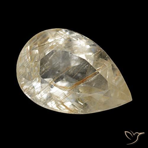 2.28 ct Yellow Rutile Topaz Stone, Natural Rutile Topaz in Pear Facet Shape for Sale