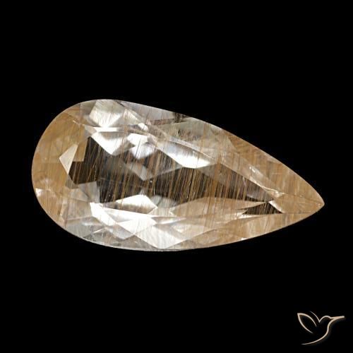 2.91 ct Brown Rutile Topaz Stone, Natural Rutile Topaz in Pear Facet Shape for Sale