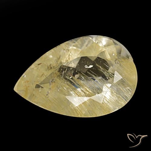 6.20 ct Yellow Rutile Topaz Gemstone, Rutile Topaz Gem in Pear Facet Shape for Sale.