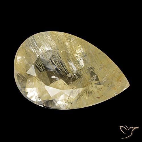6.20 ct Yellow Rutile Topaz Stone, Natural Rutile Topaz in Pear Facet Shape for Sale