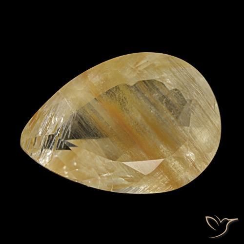 6.92Ct Medium Light-Brown Rutile Topaz, Pear Shape, Transparent