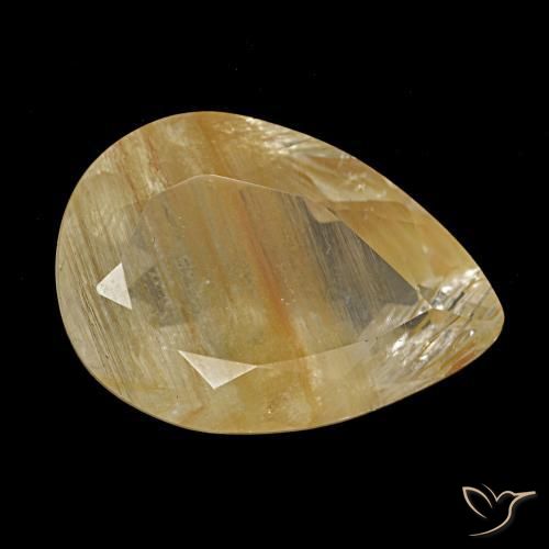 6.92 ct Brown Rutile Topaz Stone, Natural Rutile Topaz in Pear Facet Shape for Sale