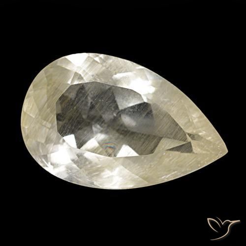 7.42 ct Yellow Rutile Topaz Stone, Natural Rutile Topaz in Pear Facet Shape for Sale