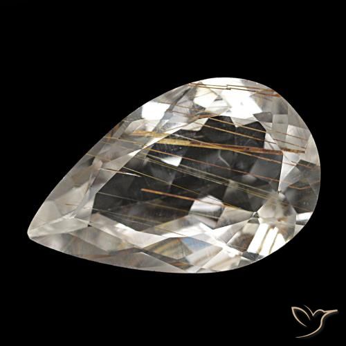 8.46Ct Clear With Brown Rutile Topaz, Pear Shape, Transparent