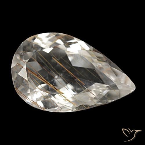 8.46 ct Brown Rutile Topaz Stone, Natural Rutile Topaz in Pear Facet Shape for Sale