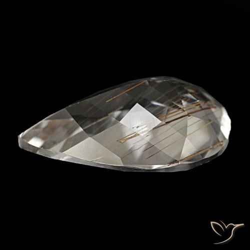 Rutile Topaz Gemstone in 17.8 x 11.3 mm Size for Sale, Rutile Topaz Stone in Clear with Brown Color