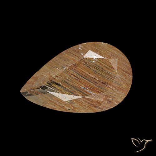 1.15 ct Brown Rutile Topaz Gemstone, Rutile Topaz Gem in Pear Facet Shape for Sale.