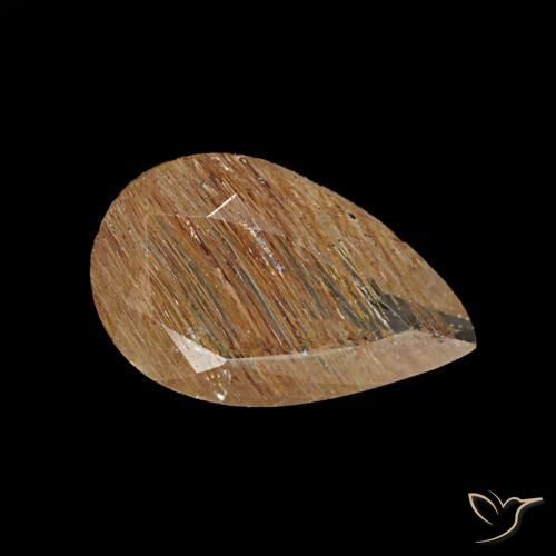 1.15 ct Brown Rutile Topaz Stone, Natural Rutile Topaz in Pear Facet Shape for Sale