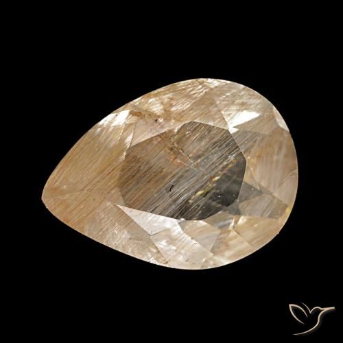 2.07 ct Brown Rutile Topaz Gemstone, Rutile Topaz Gem in Pear Facet Shape for Sale.