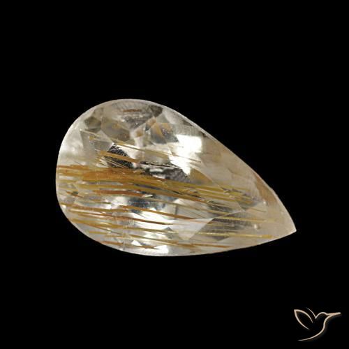 1.41 ct Yellow Rutile Topaz Stone, Natural Rutile Topaz in Pear Facet Shape for Sale