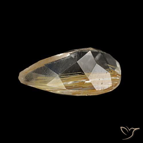 Rutile Topaz Gemstone in 9 x 5.5 mm Size for Sale, Rutile Topaz Stone in Very Light Golden-Brown Color