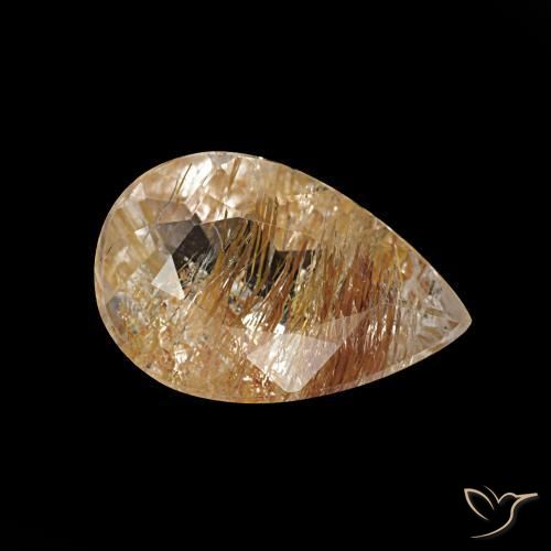 1.20 ct Brown Rutile Topaz Stone, Natural Rutile Topaz in Pear Facet Shape for Sale