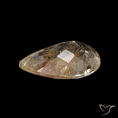 Rutile Topaz Gemstone in 8.8 x 5.7 mm Size for Sale, Rutile Topaz Stone in Very Light Tawny Brown Color