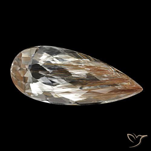 5.48 ct Brown Rutile Topaz Stone, Natural Rutile Topaz in Pear Facet Shape for Sale