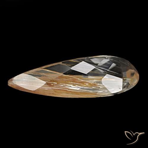 Rutile Topaz Gemstone in 18.5 x 7.9 mm Size for Sale, Rutile Topaz Stone in Very Light Brown Color