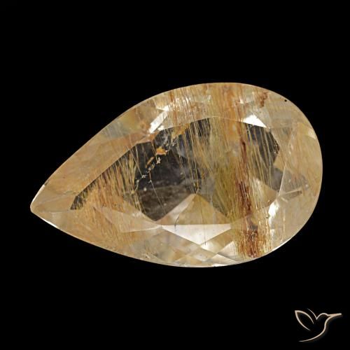 5.25 ct Brown Rutile Topaz Gemstone, Rutile Topaz Gem in Pear Facet Shape for Sale.
