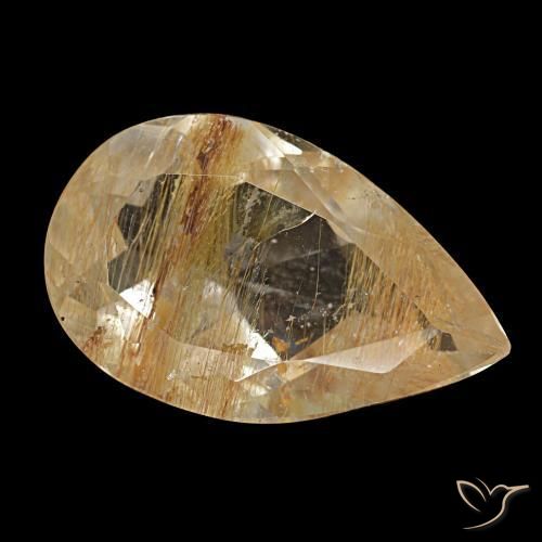 5.25 ct Brown Rutile Topaz Stone, Natural Rutile Topaz in Pear Facet Shape for Sale