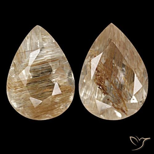 5.13 ctw Brown Rutile Topaz Gemstones, Rutile Topaz Gems in Pear Facet Shape for Sale.
