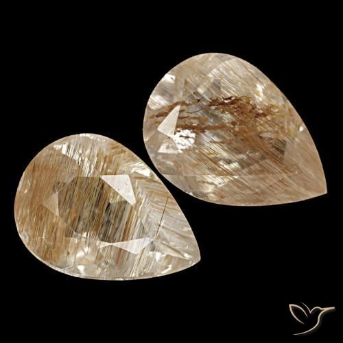 5.13 ctw Brown Rutile Topaz Stones, Natural Rutile Topaz in Pear Facet Shape for Sale