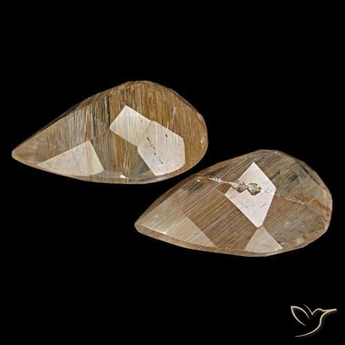 Rutile Topaz Gemstones in 11 x 7.9 mm Size for Sale, Rutile Topaz Stones in Very Light Tawny Brown Color