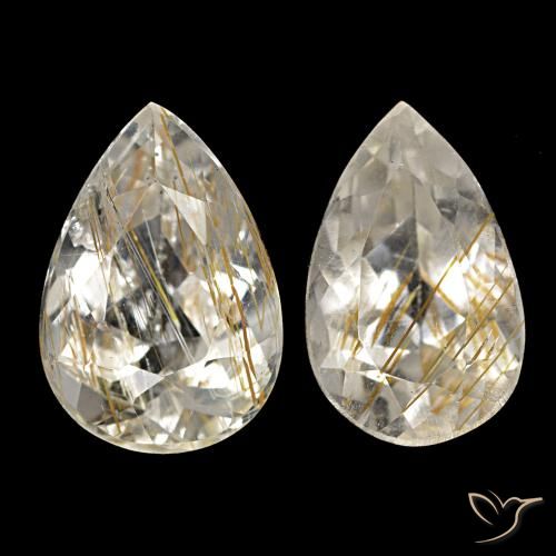 4.34 ctw Yellow Rutile Topaz Gemstones, Rutile Topaz Gems in Pear Facet Shape for Sale.