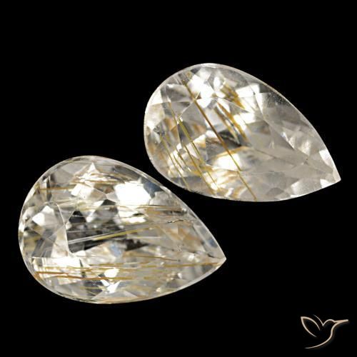 4.34 ctw Yellow Rutile Topaz Stones, Natural Rutile Topaz in Pear Facet Shape for Sale