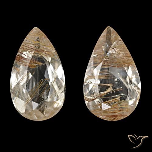 3.26 ctw Brown Rutile Topaz Gemstones, Rutile Topaz Gems in Pear Facet Shape for Sale.