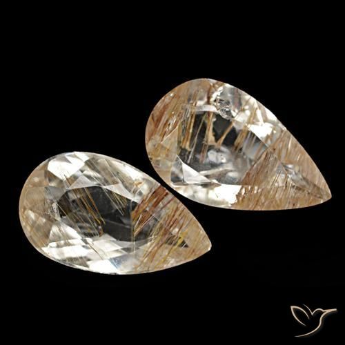 3.26 ctw Brown Rutile Topaz Stones, Natural Rutile Topaz in Pear Facet Shape for Sale