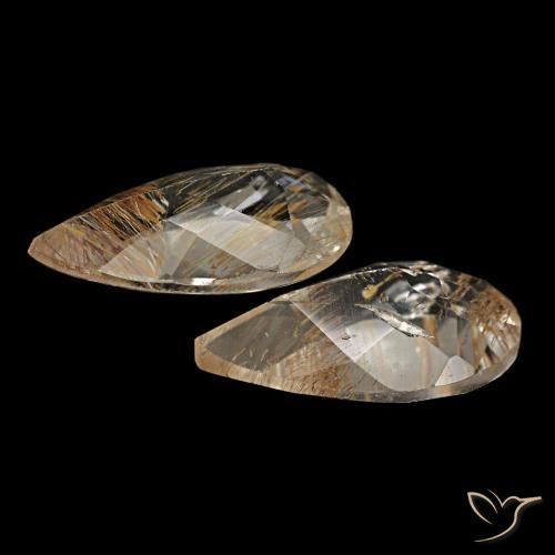 Rutile Topaz Gemstones in 10.5 x 6.3 mm Size for Sale, Rutile Topaz Stones in Very Light Tawny Brown Color
