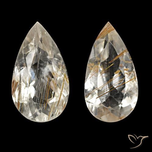 4.03 ctw Yellow Rutile Topaz Gemstones, Rutile Topaz Gems in Pear Facet Shape for Sale.