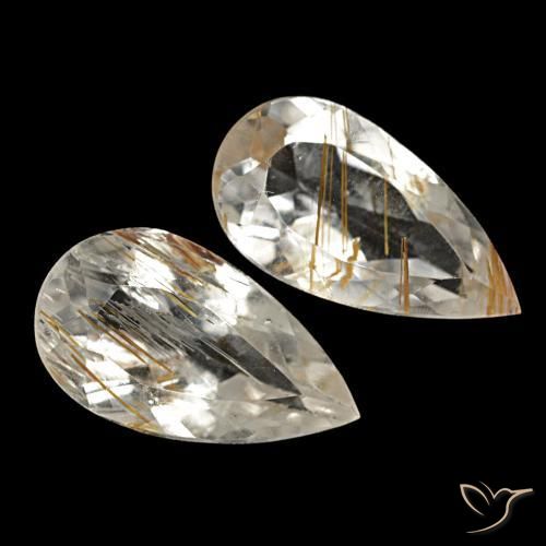 4.03 ctw Yellow Rutile Topaz Stones, Natural Rutile Topaz in Pear Facet Shape for Sale