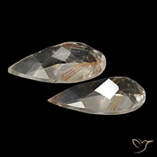 Rutile Topaz Gemstones in 11.4 x 6.1 mm Size for Sale, Rutile Topaz Stones in Very Light Golden-Brown Color