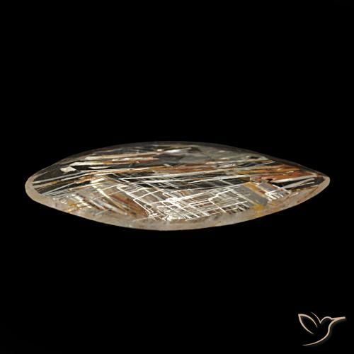 Rutile Topaz Gemstone in 14 x 7 mm (calibrated) Size for Sale, Rutile Topaz Stone in Clear and Gold-Bronze Color