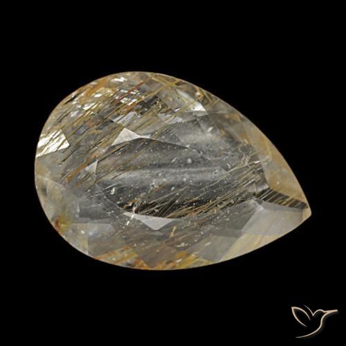 2.67 ct Yellow Rutile Topaz Stone, Natural Rutile Topaz in Pear Facet Shape for Sale