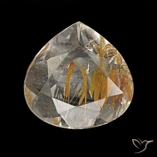 1.13 ct Yellow Rutile Topaz Gemstone, Rutile Topaz Gem in Pear Facet Shape for Sale.