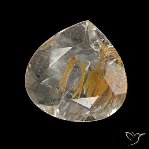 1.13 ct Yellow Rutile Topaz Stone, Natural Rutile Topaz in Pear Facet Shape for Sale
