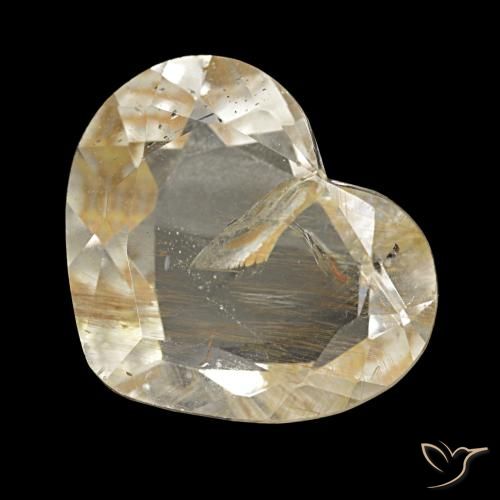 4.79 ct Yellow Rutile Topaz Gemstone, Rutile Topaz Gem in Heart Facet Shape for Sale.