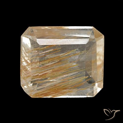 2.61 ct Yellow Rutile Topaz Gemstone, Rutile Topaz Gem in Octagon Step Cut Shape for Sale.