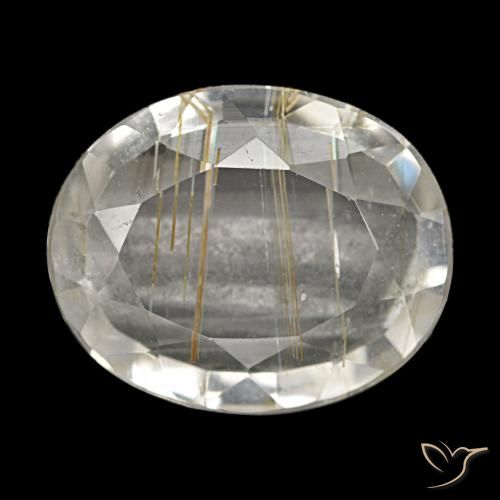 4.13 ct Yellow Rutile Topaz Gemstone, Rutile Topaz Gem in Oval Facet Shape for Sale.