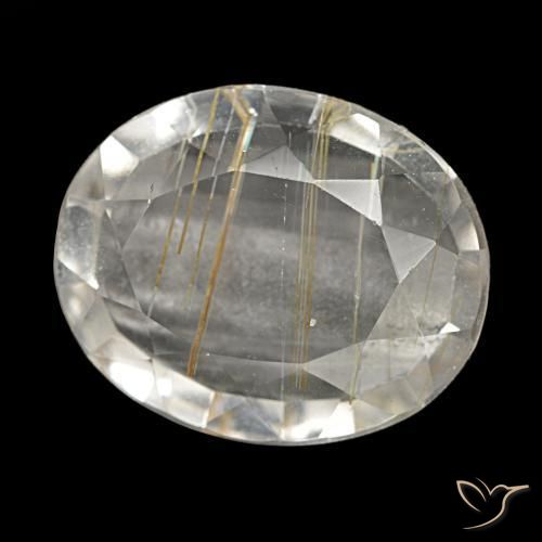 4.13 ct Yellow Rutile Topaz Stone, Natural Rutile Topaz in Oval Facet Shape for Sale