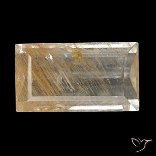 3.10 ct Yellow Rutile Topaz Gemstone, Rutile Topaz Gem in Baguette Facet Shape for Sale.