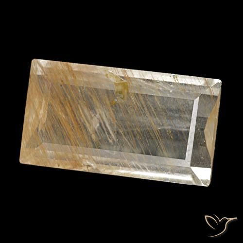 3.10 ct Yellow Rutile Topaz Stone, Natural Rutile Topaz in Baguette Facet Shape for Sale